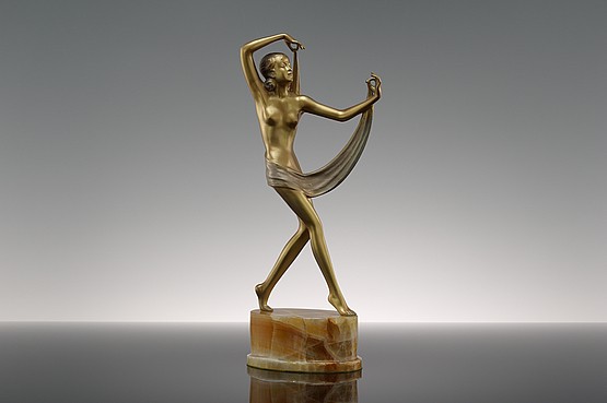 ☑️ josef lorenzl art deco bronze scarf dancer